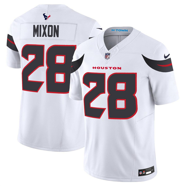 Men's Houston Texans #28 Joe Mixon White 2024 Vapor F.U.S.E. Limited Stitched Jersey